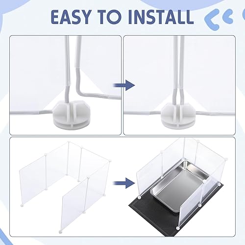 Miniatura 4 de Paquete de 2 cajas de arena extra grandes de acero inoxidable para gatos, 2 cucharas de arena para gatos, 2 alfombrillas de arena para gatos, 12