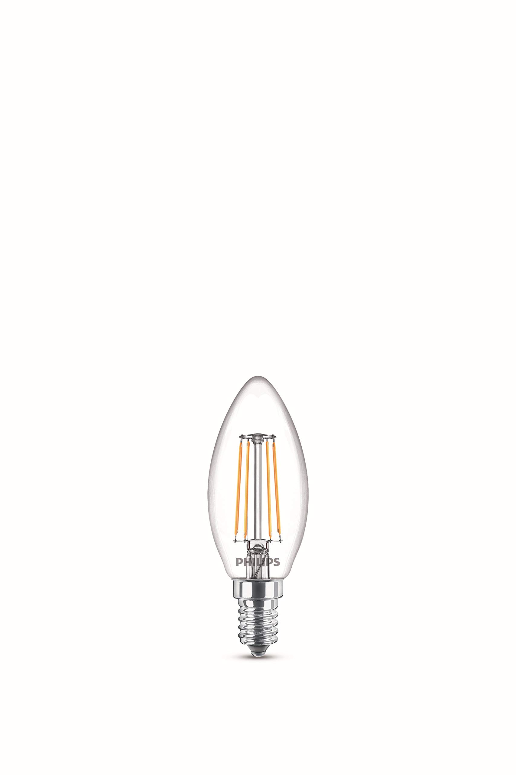 Philips LED Premium Classic Candle Light Bulb [E14 Small Edison Screw] 4.3W - 40W Equivalent, Warm White (2700K), Non Dimmable