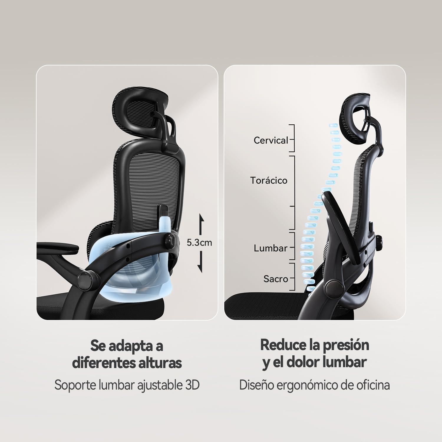 SIHOO M102C Silla ergonomica Escritorio, Silla de Oficina Grande y Alta con reposabrazos Plegables, Soporte Lumbar Ajustable Silla Escritorio, Silla Oficina ergonómica para Uso doméstico - Negro