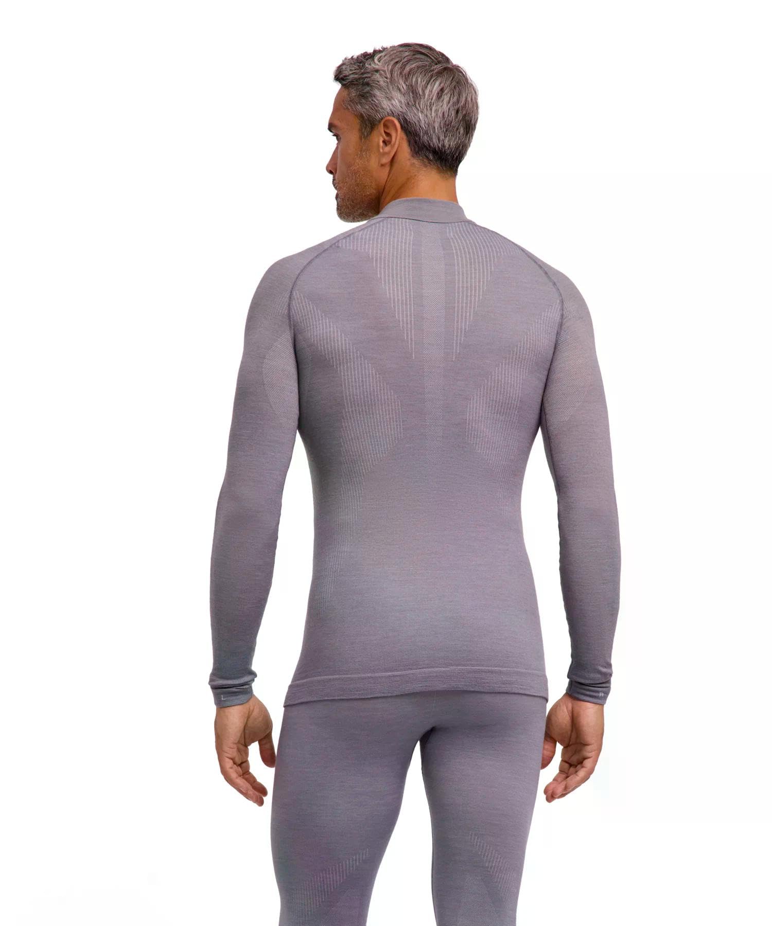 Falke Wool-Tech High Zip Neck M L/S SH Lana Hilo Funcional Secado Rápido Capa de Base Superior Hombre (Pack de 1)