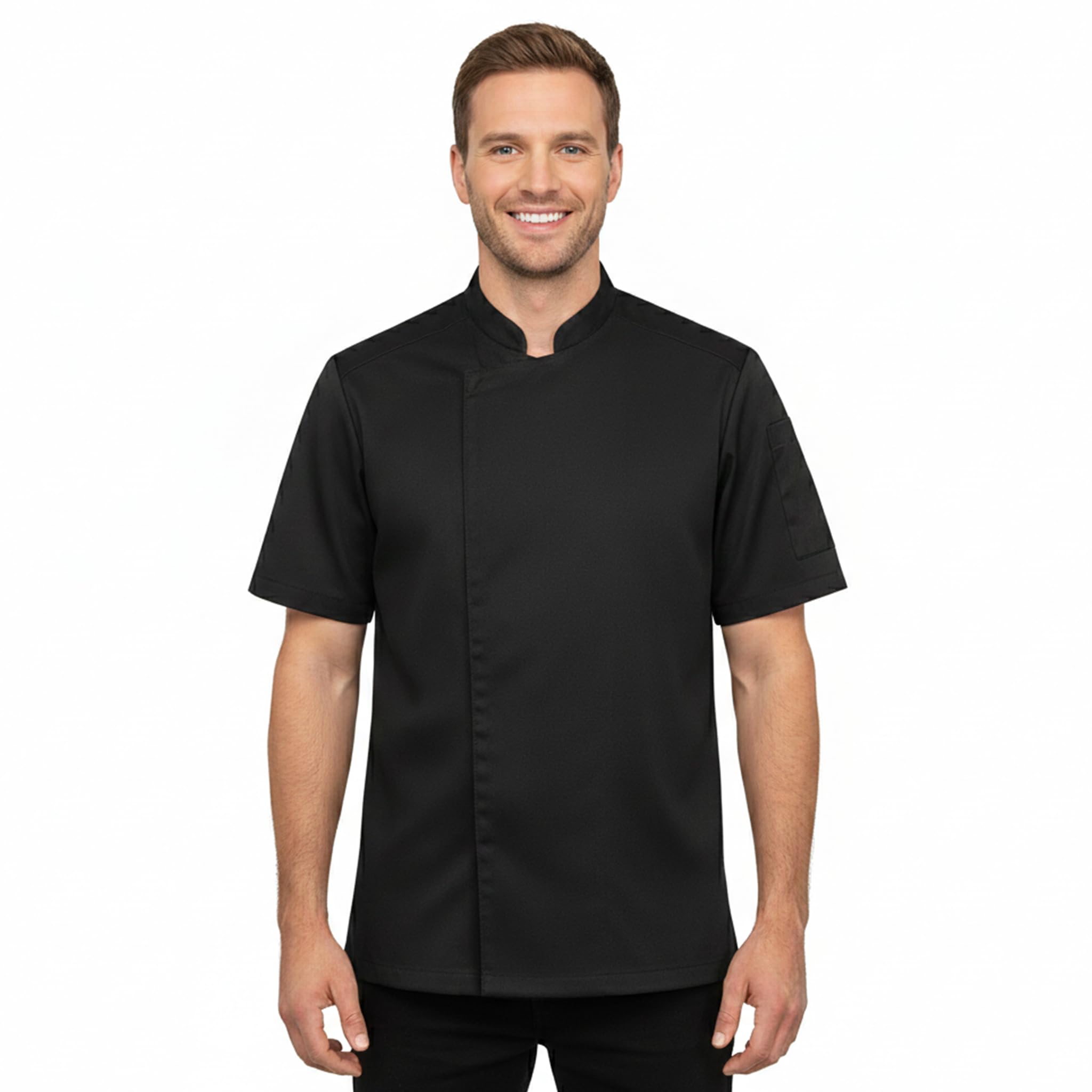 PALLTEX NORI SS Chefs Jackets Unisex Chef Jacket Women's Chef Jacket Men's Black/White Chef's Clothing Professional Chef Uniform Short Sleeve, Black, S