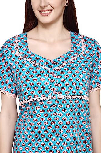 Image of Evolove Women's Cotton Long Maxi Maternity Feeding Night Gown with Pockets, Super Soft Comfortable (LNG-Feeding)