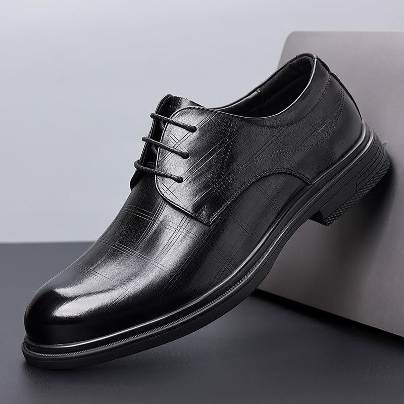 Men's Formal Wear Shoes Business Leather Shoes Embossed Plaid British Single Shoes Comfortable Rubber Soft Sole Shoes for Men3