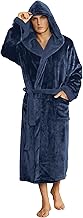 U2SKIIN Herren Kapuze Bademantel, Plüsch Bademäntel für Herren lange Fleece Plüsch Bademantel flauschig aus Flanell