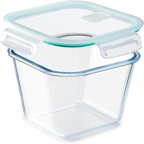 NUTRIUPS Contenedores de almacenamiento de alimentos de vidrio grandes de 2.0L, 6.8 × 5 pulgadas de profundidad cuadrados contenedores de