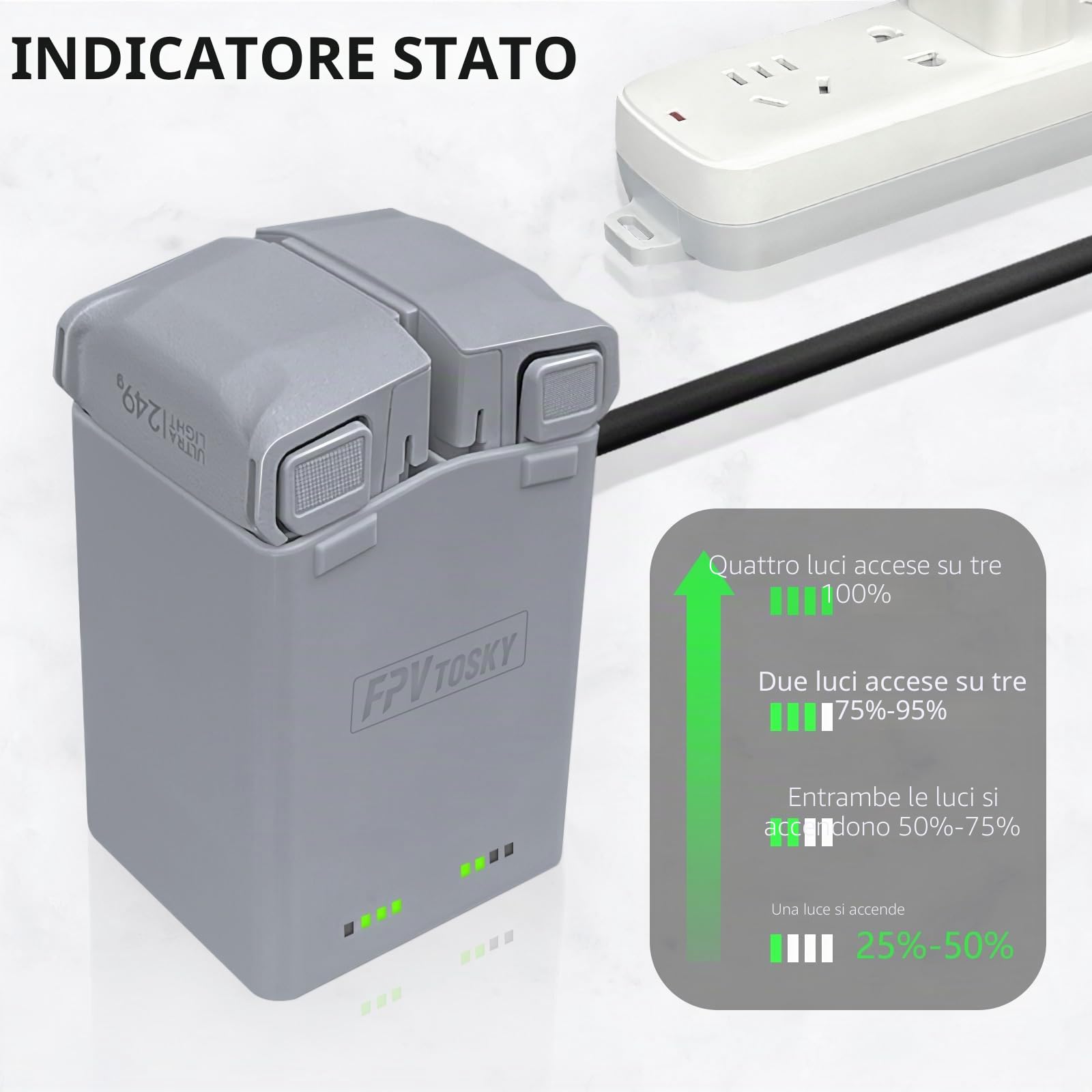 FPVtosky Caricabatterie per DJI Mini 5 Pro/4 Pro/ 3/3 Pro Accessori, hub di ricarica batterie, stazione di ricarica batterie parallela (batteria non inclusa) (grigio scuro)