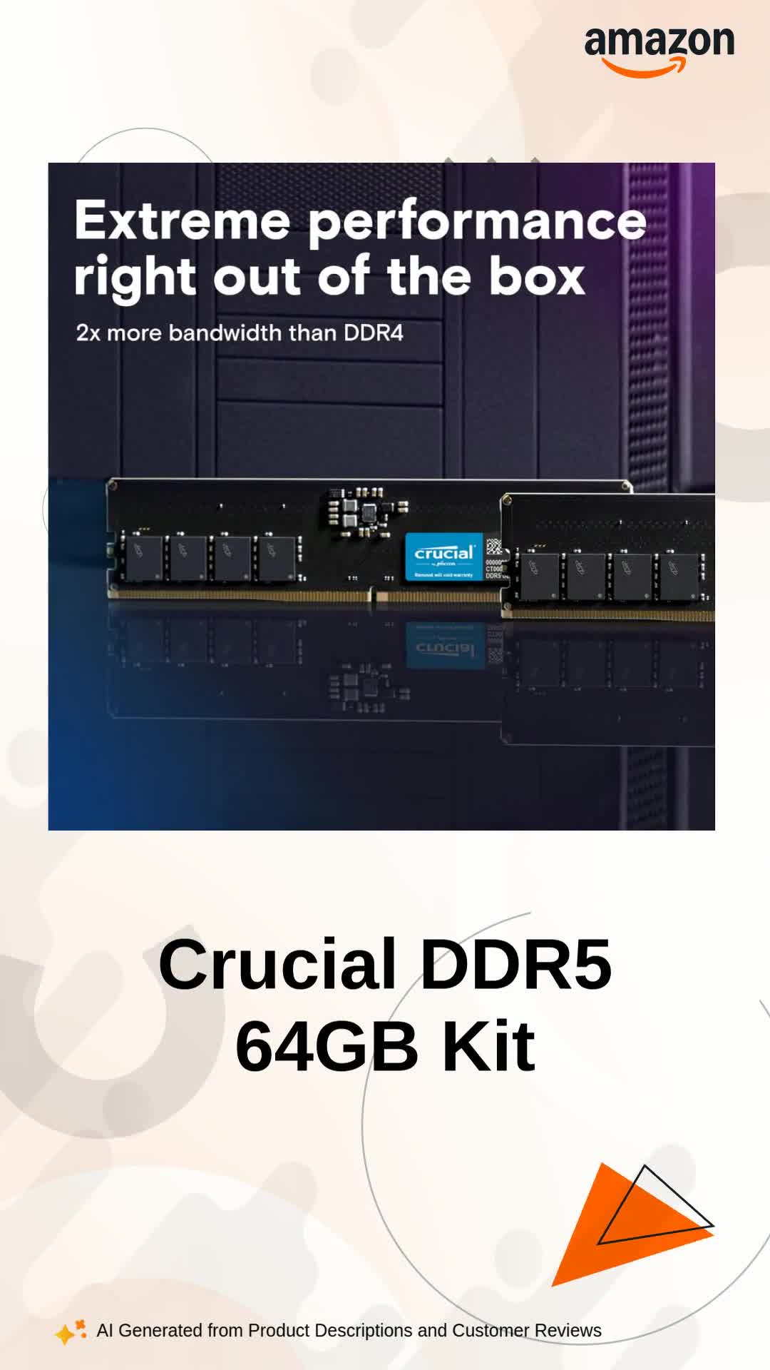Crucial RAM 64GB Kit DDR5 4800MHz Desktop Memory