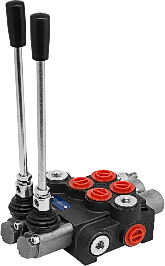 Vevor 2 Spool Hydraulic Directional Control Valve Double Acting Control Valve 11 GPM 3600 PSI SAE Port for Tractors Loaders Tanks Black