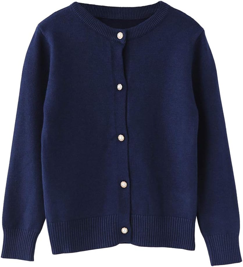 Girls’ School Uniform Cardigan – Long Sleeve Knit Sweater