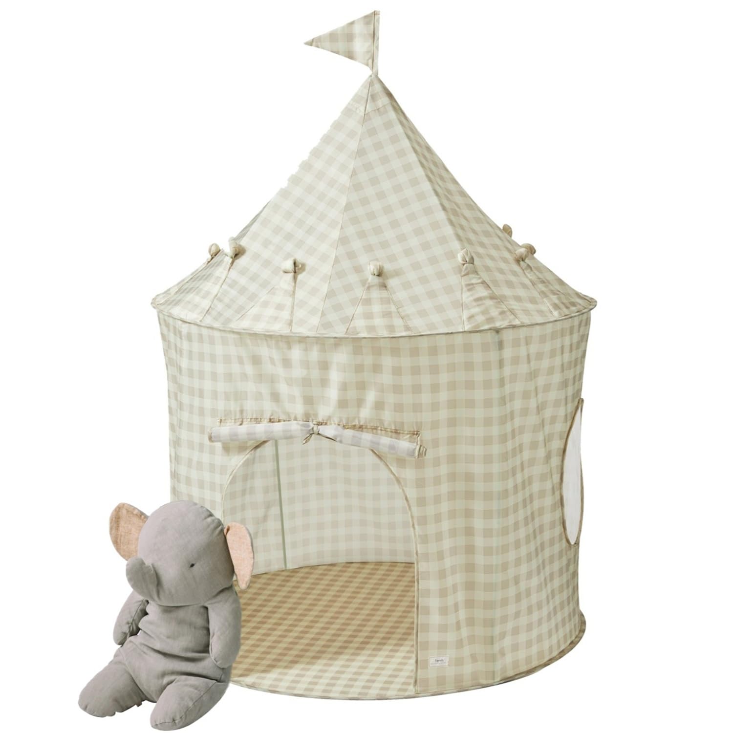 3 Sprouts Kids Play Tent - Sustainable Recycled Fabric  Fun Spacious Childs Playhouse for Indoor Games for Boys & Girls - Durable Fort Pop Up House for Toddlers & Children Age 3-10 - Gingham Beige