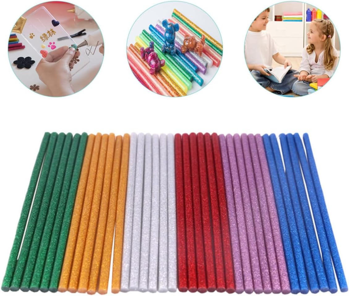 ORFOFE Hot Melt Glue Sticks with Good Adhesion and Firm Bonding Colored for DIY Crafts 60 Pcs Glitter Adhesive Sticks for Christmas Crafts and Creative Projects
