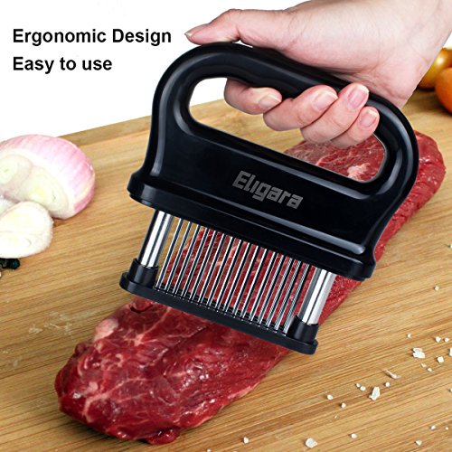 Eligara Meat Tenderizer with 48 Stainless Steel Needle Blade | Steak Tenderizer with ABS Safe Plastic, Lightweight & Durable Kitchen Cooking Tool