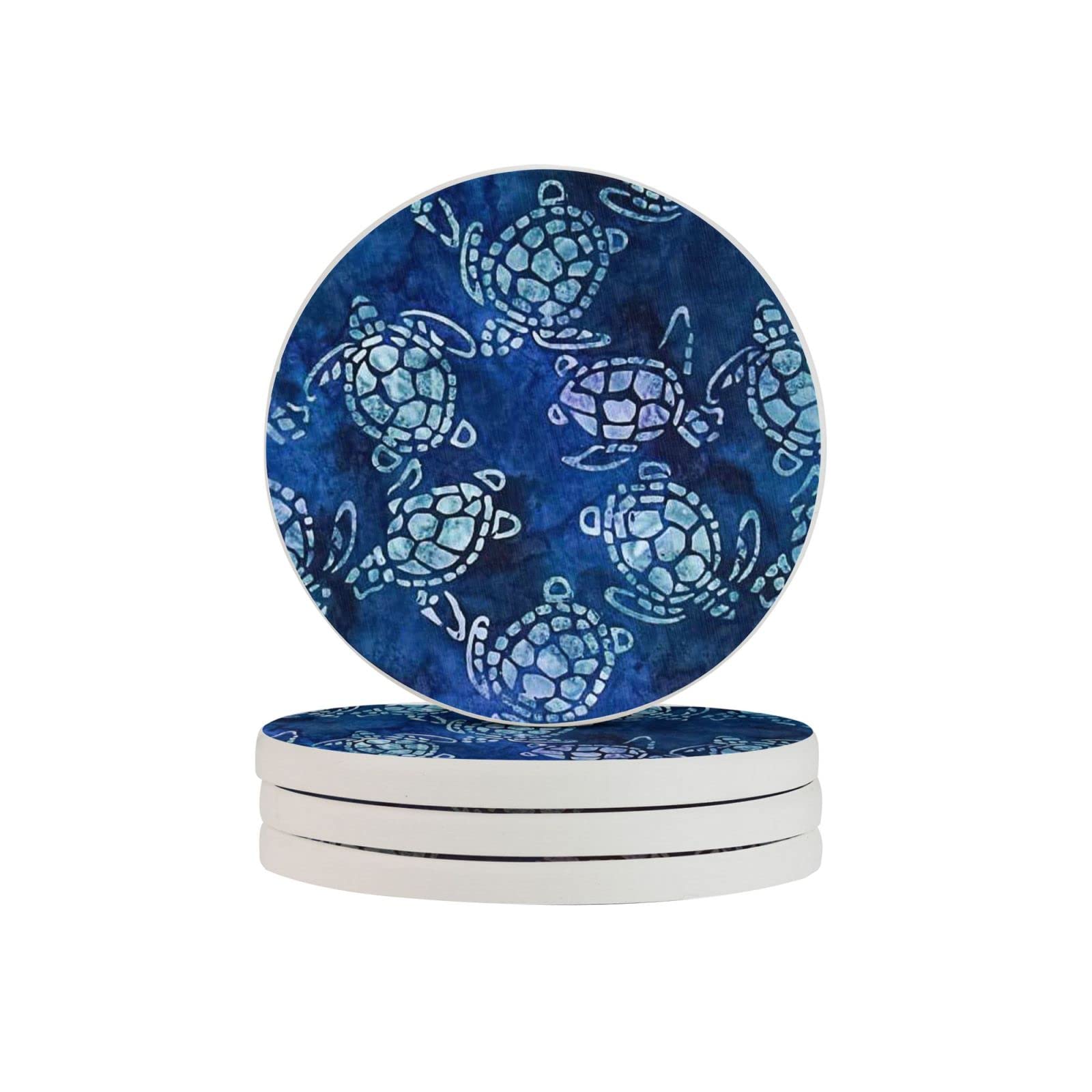 Sea Turtles Four Pieces Drink Coaster for Tabletop Protection Place Mats for Home Decor