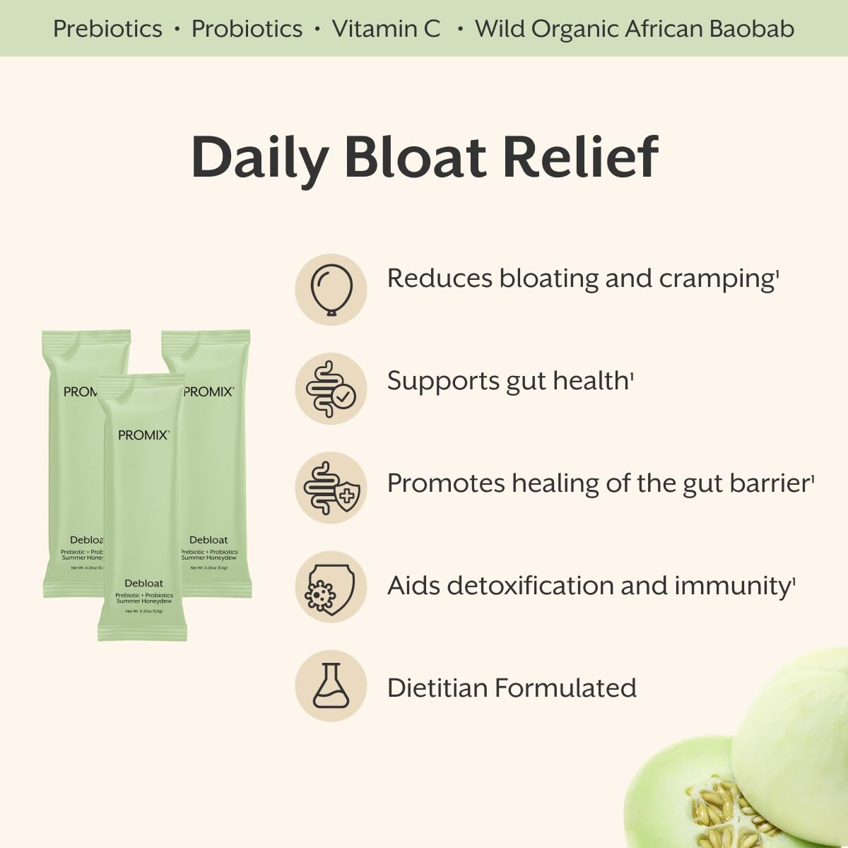 Promix Nutrition Debloat Powder for Gut Health, Reduces Bloating, 30ct — Amazon image 2