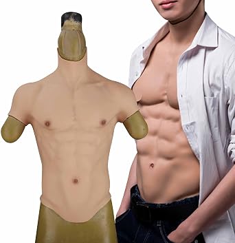 Silicone Fake Muscle Suit Realistic Abdominal Muscle Vest Simulation Skin Male Chest for Cosplay Party