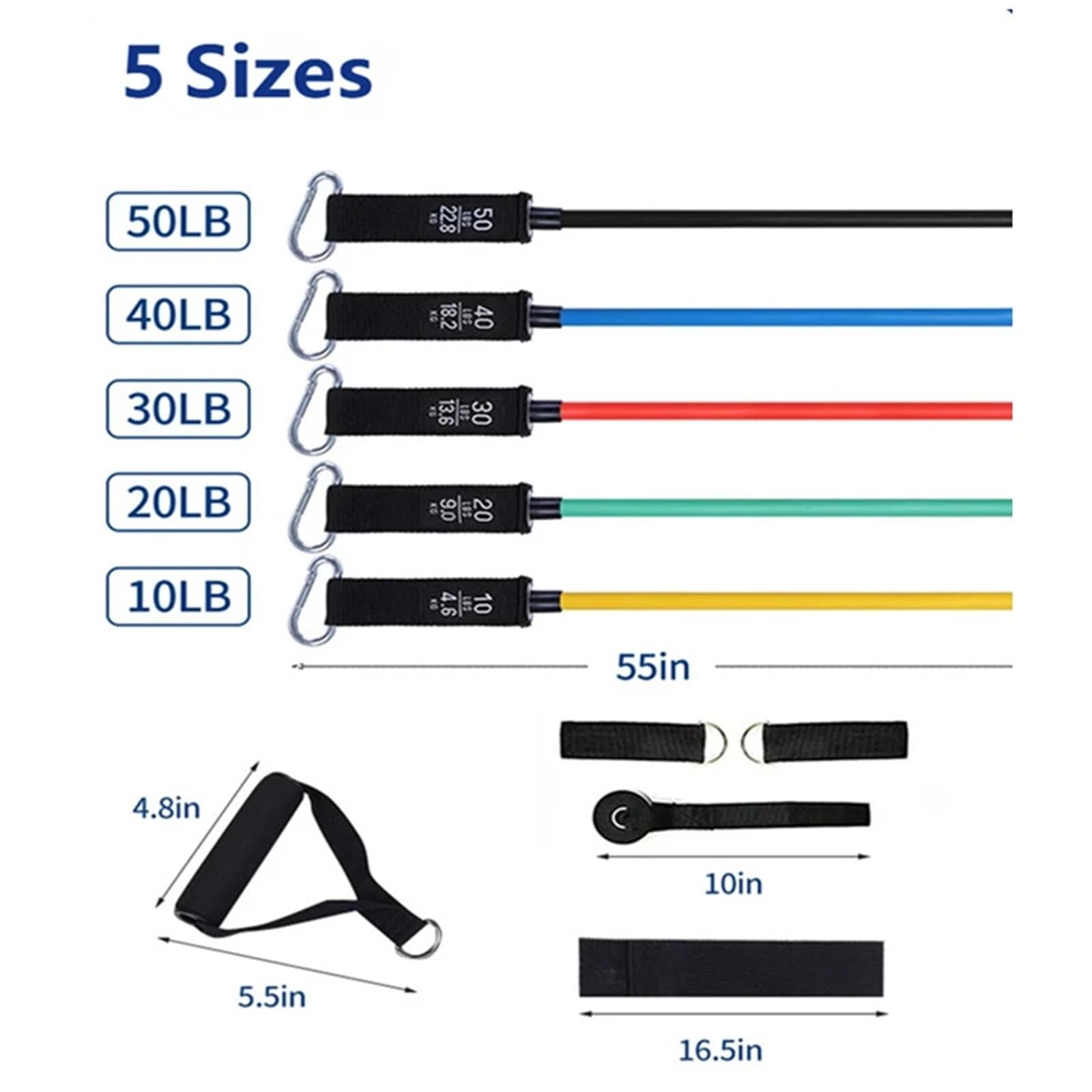 Bandas De Resistencia Bandas elásticas de 150 LBS, Cuerda Goma for Fitness, Resistencia for Entrenamiento Muscular, Pilates, Yoga, Equipo Ejercicio en casa