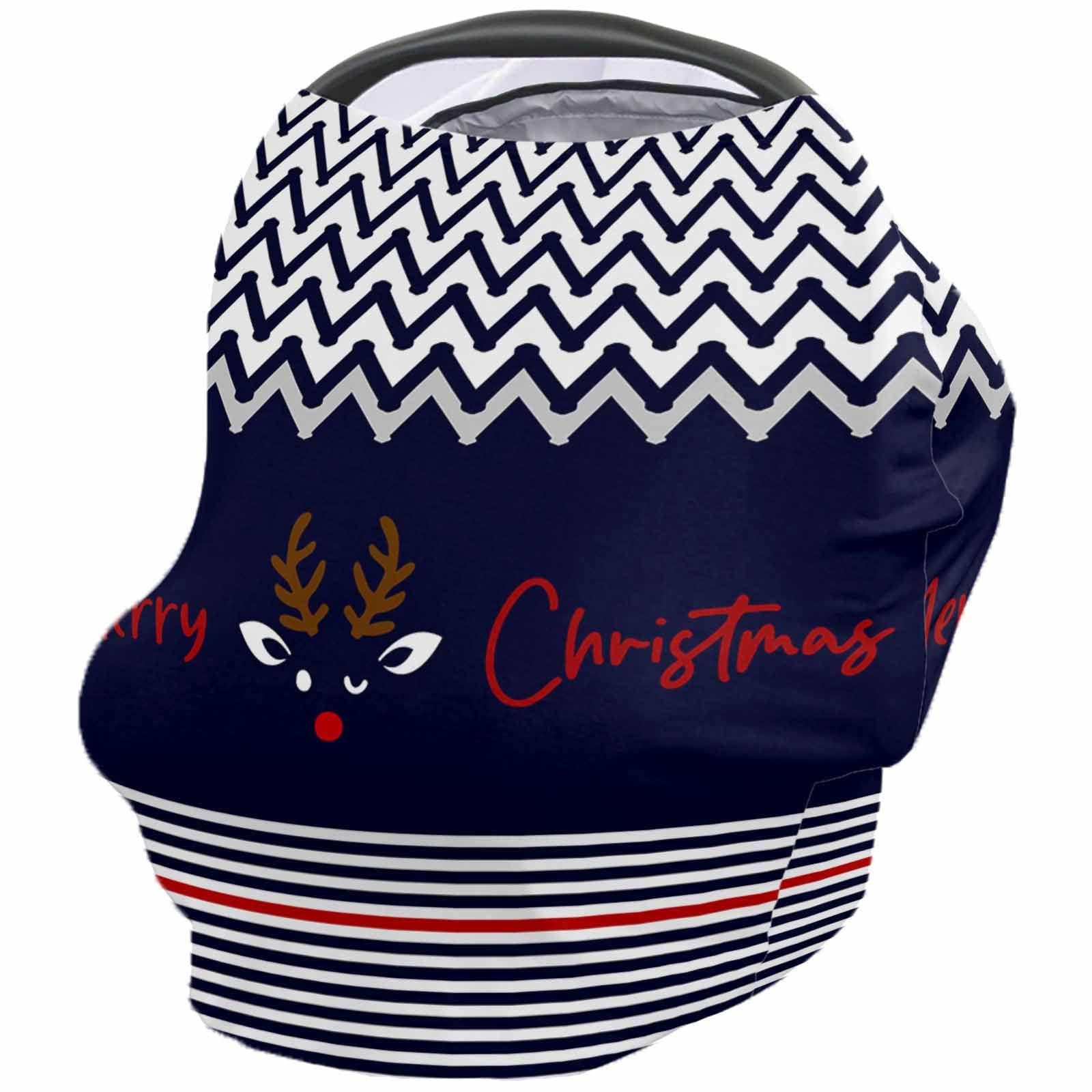 Nursing Cover for Breastfeeding Scarf, Navy Blue Polyline Strips Cartoon Deer Christmas Baby Car Covers Super Soft Multi Use for Canopy Shopping Cart Cover Blanket Stroller Cover