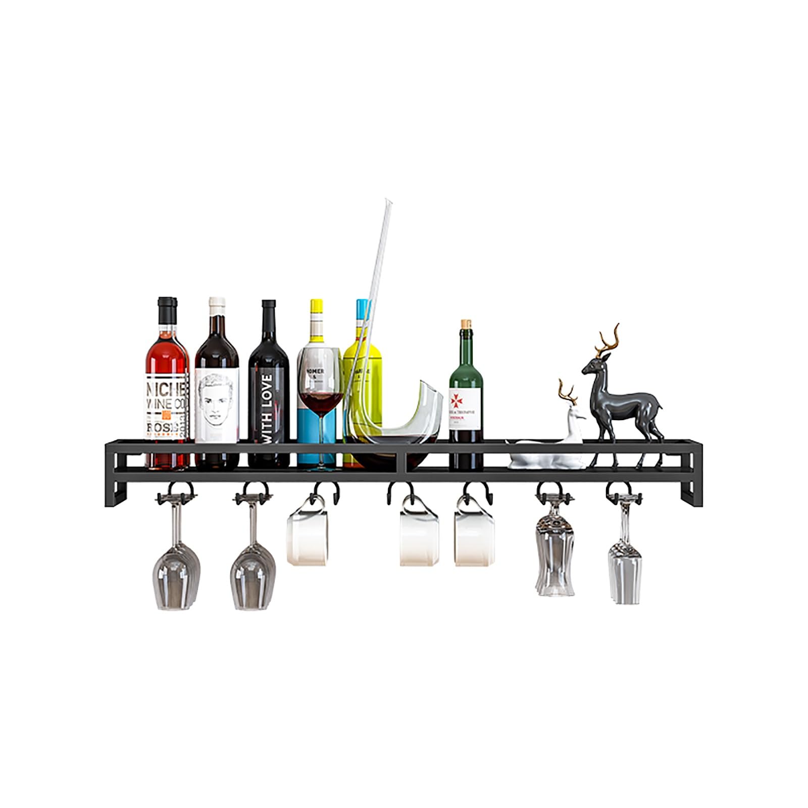 Support de rangement moderne en métal pour bouteilles de vin au design suspendu chic