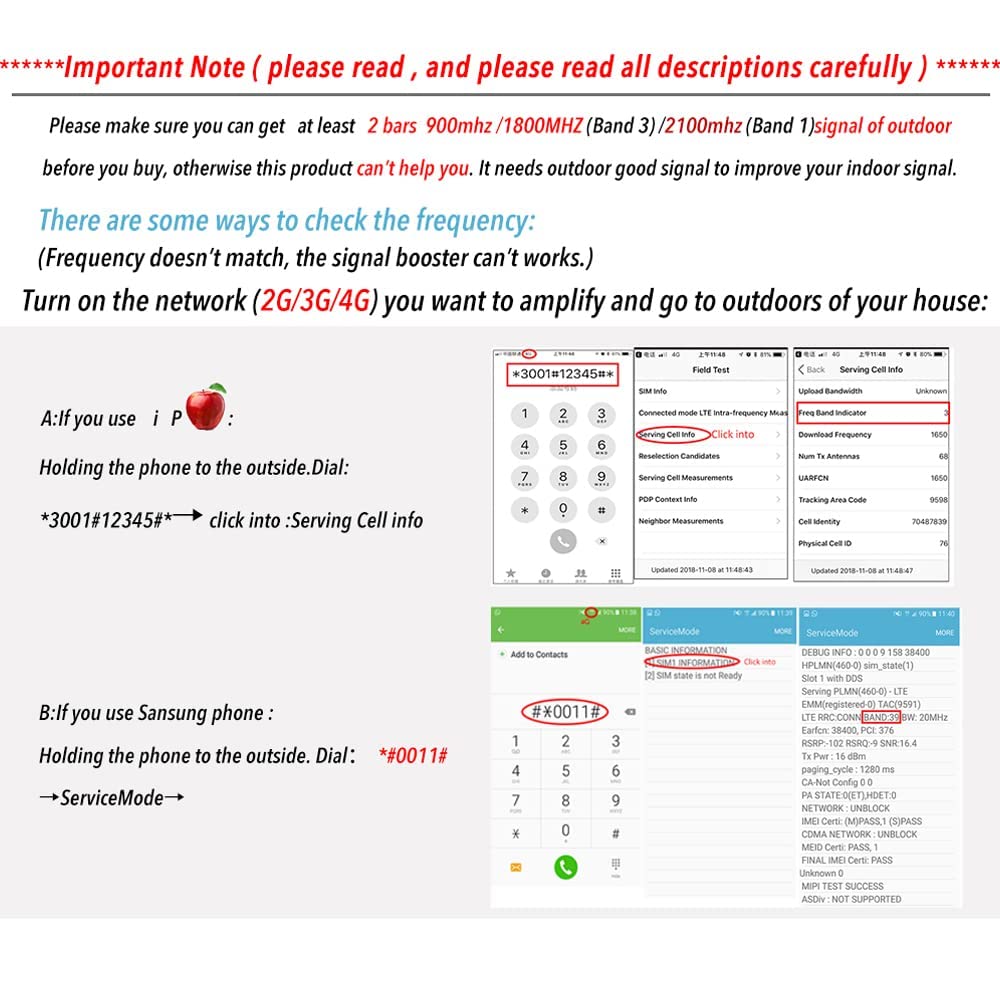 Hancaner Amplificador de Cobertura Móvil gsm 4G 3G 2G Amplificador Señal para Teléfono Móvil Tri-Banda Repetidor de Señal para Zonas Rurales de Mala Cobertura