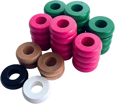 32 Green and Pink Carrom and Pichenotte Board Game Rings Large Rings 1 1/4 inch Diameter 3.2cm