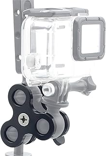 MOUDOAUER Alloy Triple Holes Ball Clamp 3 Mount Hole for Underwater Photography Diving Light System, Photography Diving Camera Accessories