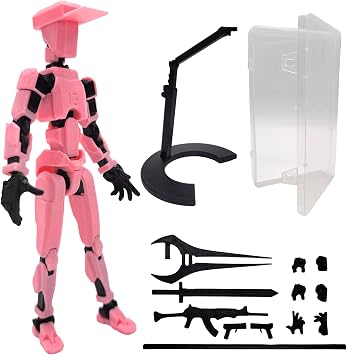 Assembled T13 Action Figure with Stand, 3D Printed Dummy 13 Action Figure Assembled, Fully Articulated Robot, Easy 13 Action Figure, Accessories Included, Stop Motion Animation, Gift