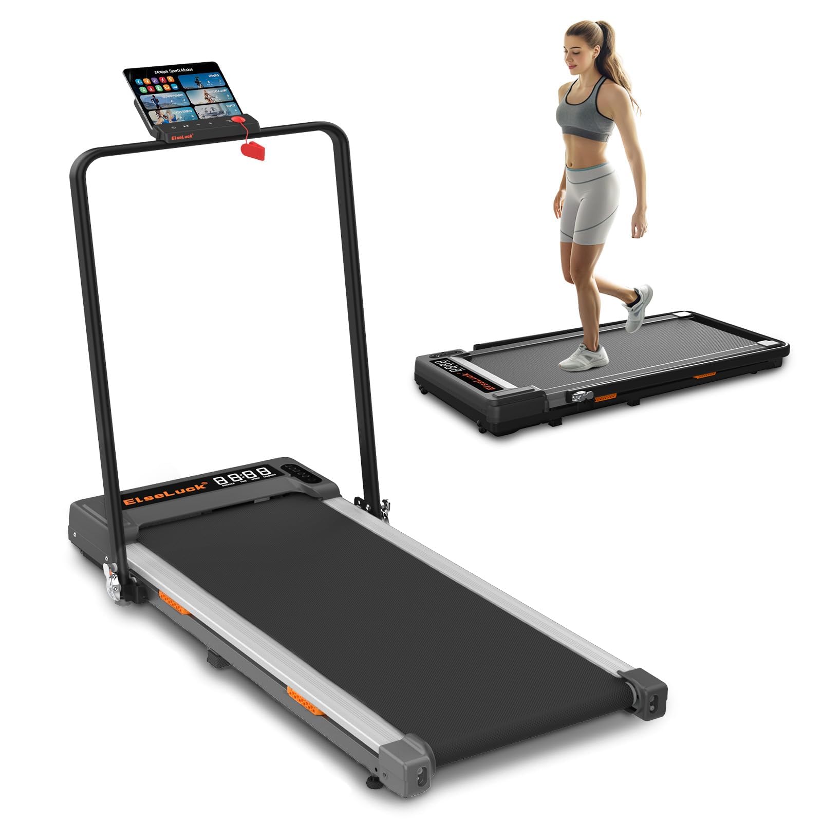 Elseluck Walking Pad, Under Desk Treadmill for Home Office, 2 in 1 Portable Walking Treadmill with Remote Control, Walking Jogging Machine in LED Display