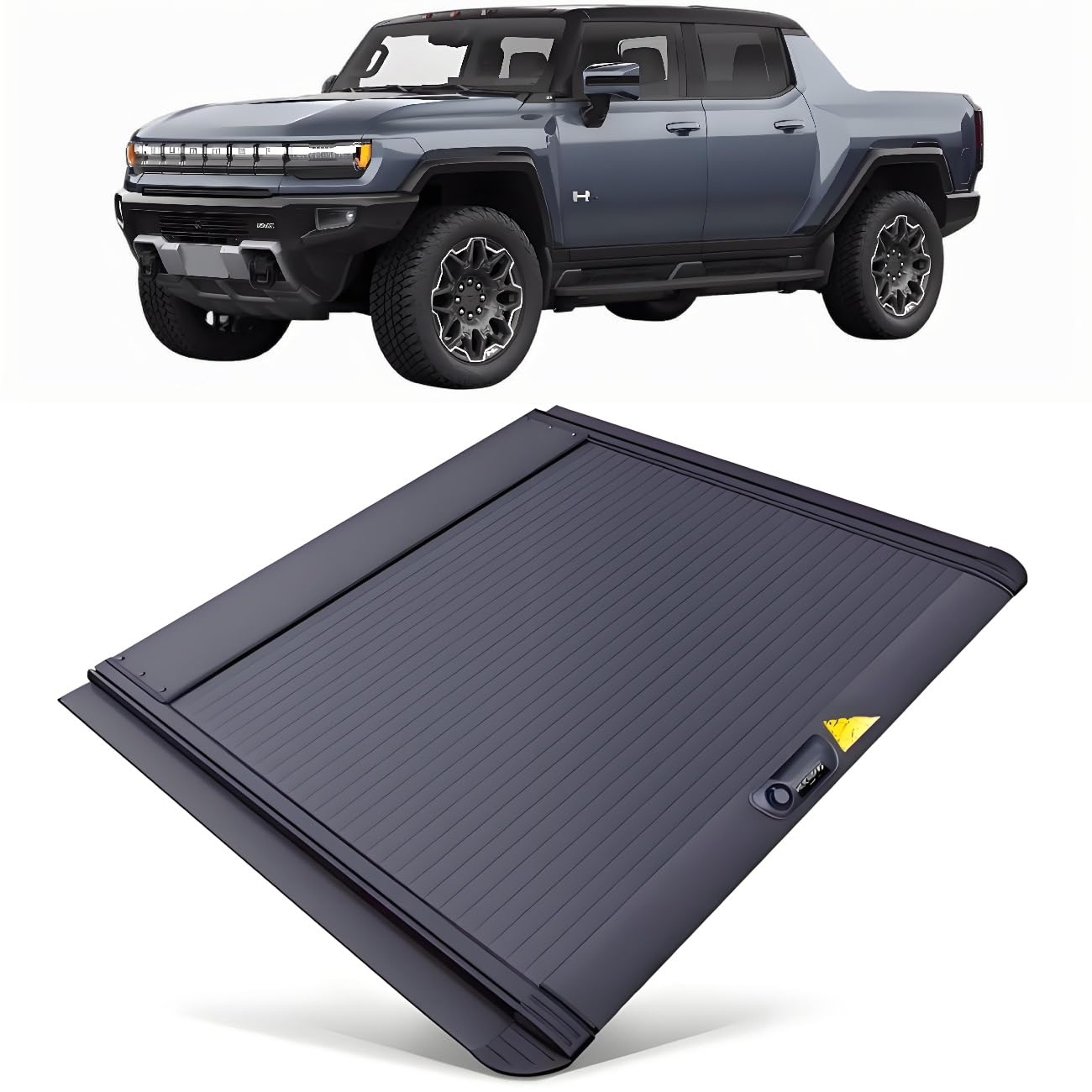 Heavy-Duty Retractable Hard Truck Bed Tonneau Cover Compatible for GMC Hummer EV 2022 2023 2024 2025 2026 High Grade Aluminum Bed Cover with Lock Pickup Accessories