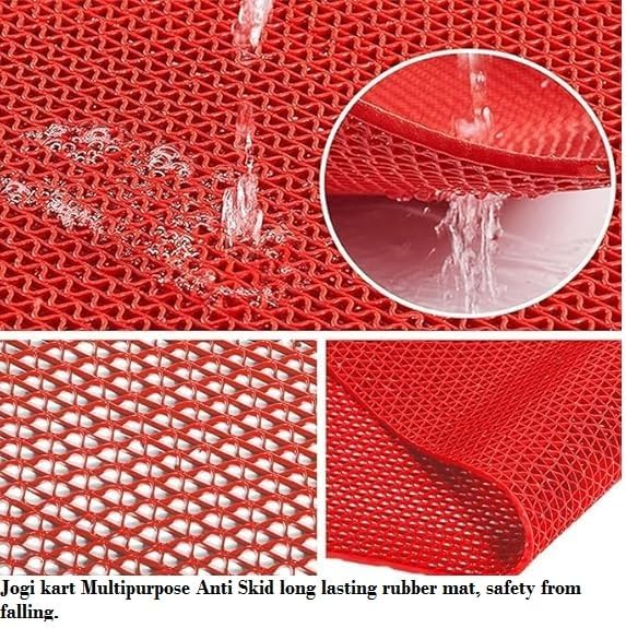 Image of JOGI KART Anti Skid & Multipurpose Rubber /Bathroom Mat /Shower Mat /Carpet /Rugs /Rainmat /Swimming Pool Mat (Red 2x19 Feet)