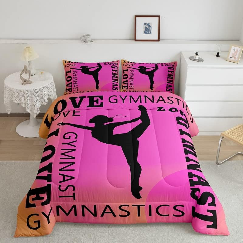 Feelyou Love - Juego de edredón de gimnasia para niñas y niños, ejercicios de suelo, ballet, juego de ropa de cama decorativo de atletismo, juego de Feelyou Love - Juego de edredón de gimnasia para niñas y niños, ejercicios de suelo, ballet, juego de ropa de cama decorativo de atletismo, juego de