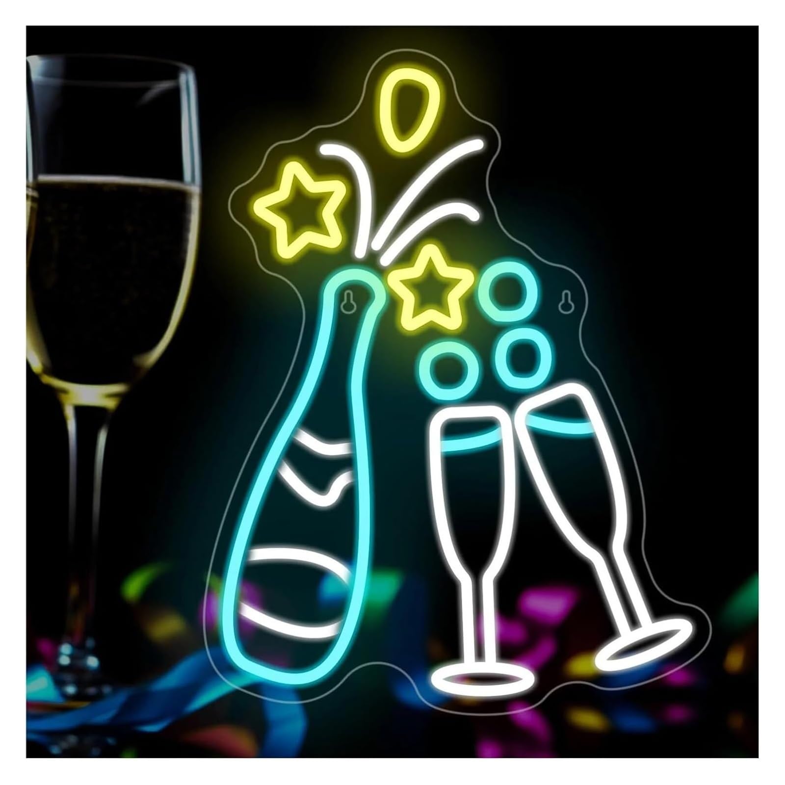 neon light sign Neon Sign Champagne Beer Cheers Wall Decoration 32cm×42cm