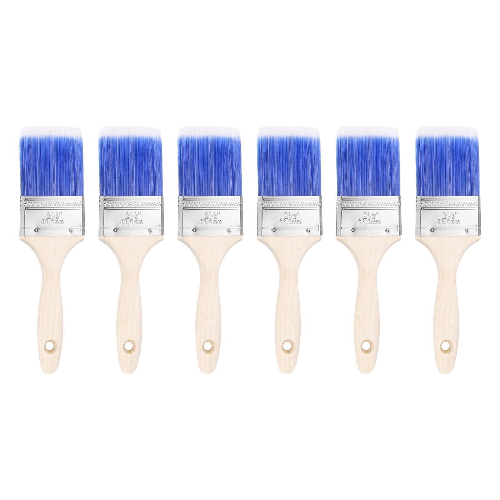 HARFINGTON 6 pinceles planos de 6,35 cm con mango de madera para manualidades, arte plano, vallas de muebles, cubiertas, molduras, paredes, color azul