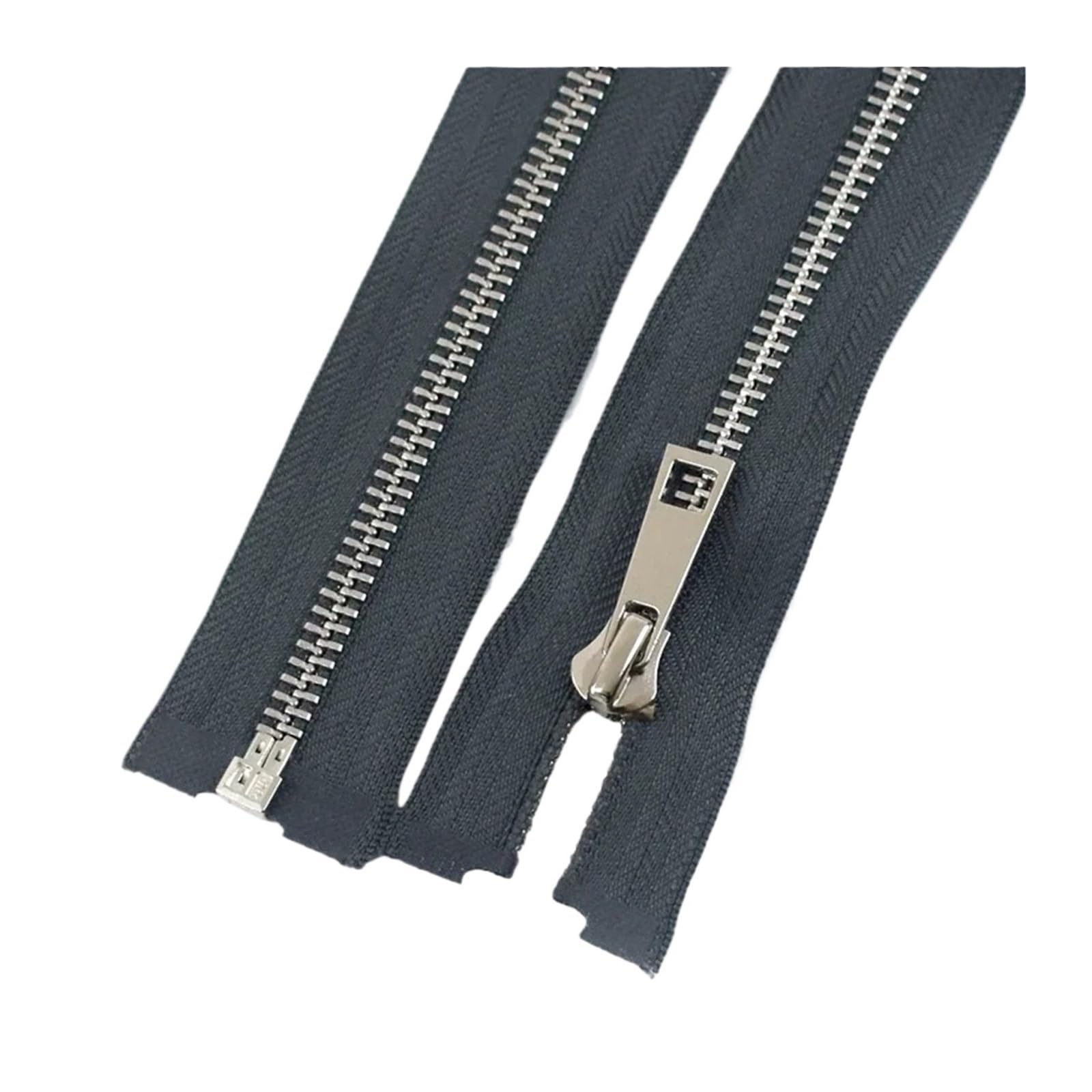 Cremallera de metal 5 #, 40/50/60/70/80 cm, apertura simple, dientes plateados, ropa, cierres de coser(Dark Grey, 80 cm, 5 # – 10 unidades)