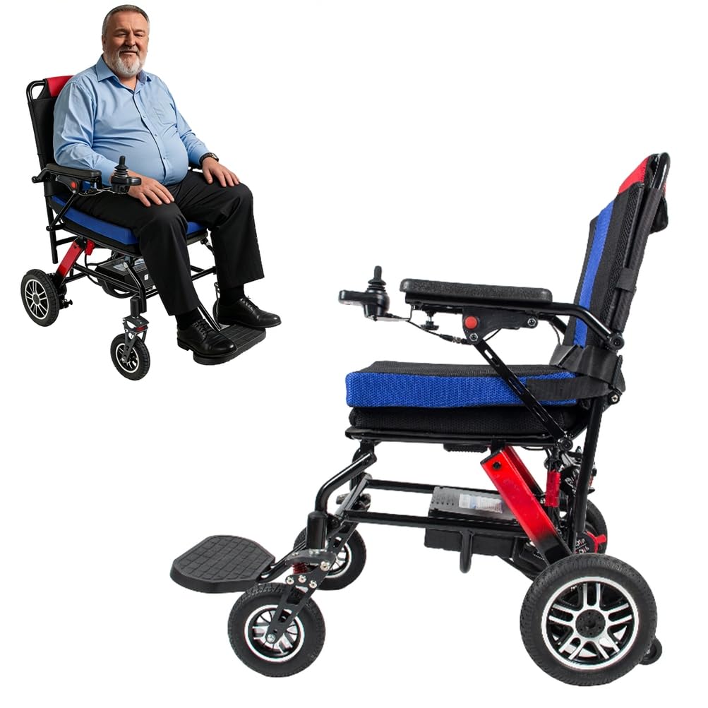 Silla De Ruedas Eléctrica Plegable Premium para Adultos, Diseño Ligero De Largo Alcance De 20 Millas, Silla De Ruedas Eléctrica Todoterreno para Personas Mayores, Paseo Suave Y Fácil Transporte