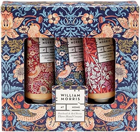 William Morris At Home Patchouli & Red Berry Hand Cream Gift Set | Enriched With Shea Butter & Essential Oils | Travel Friendly Sizes | 3 x 30ml