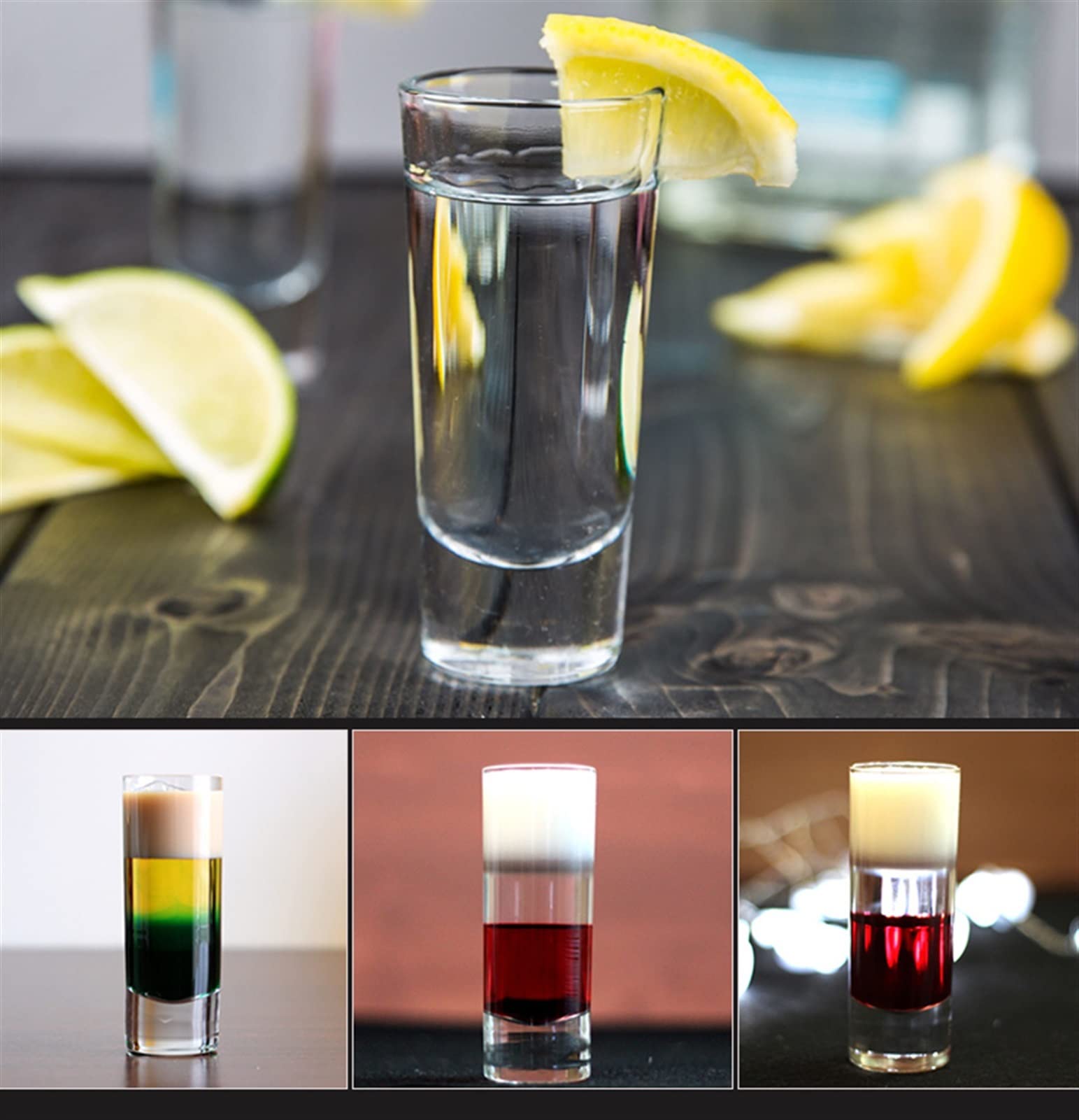 caihuashopping Szklanki do picia 6-częściowy wykwintne szklanki do napojów, kieliszki do whisky, mini szklane kubki do likieru, dwustronne szklane szklanki ze szklanymi szklankami
