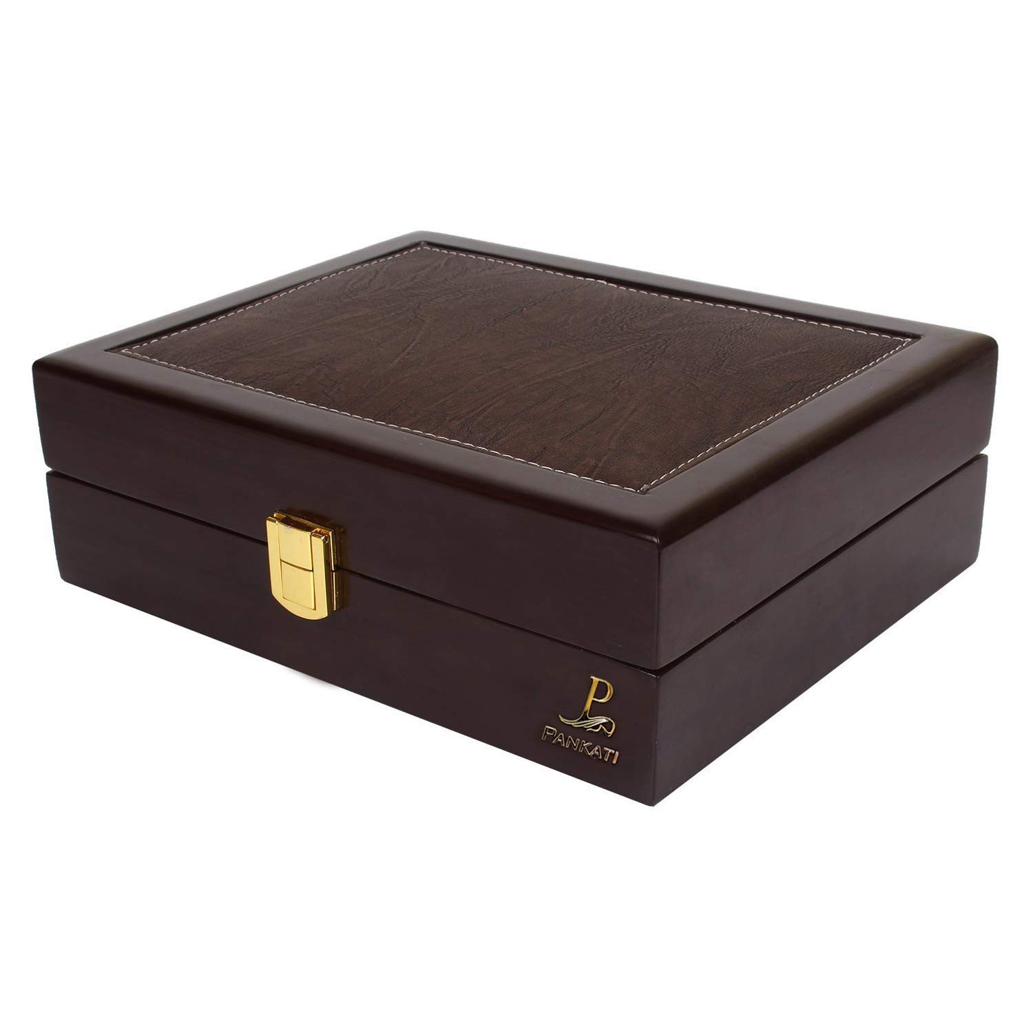 PANKATI® POLISHED WOODEN WATCH STORAGE ORGANIZER BOX FOR 10 WATCHES(Design-2)