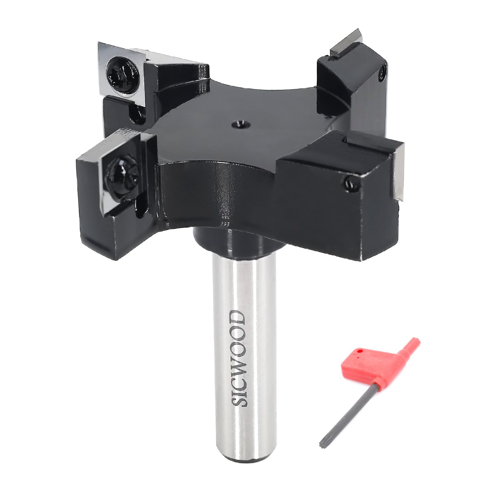 Slab Flattening Router Bit 1/2 Shank, Exra Large 3" Cutting Dia 4-Wing, Insert Carbide CNC Spoilboard Surfacing Router Bit, Wood Planer Planing Bit