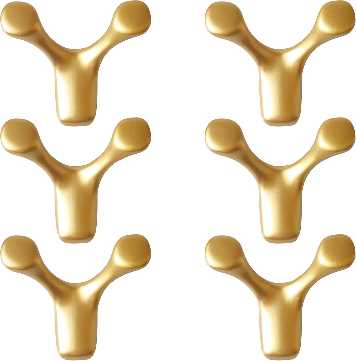 MTZRFLL 6 Pack Gold Wall Mounted Coat Hooks, Wall Hooks with 65lb max, Heavy Duty