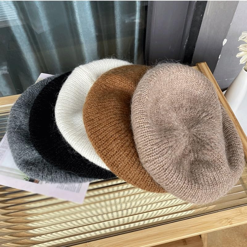 Wool Blend Knitted Beret for Winter Versatile Women's Warm Woolen Hat