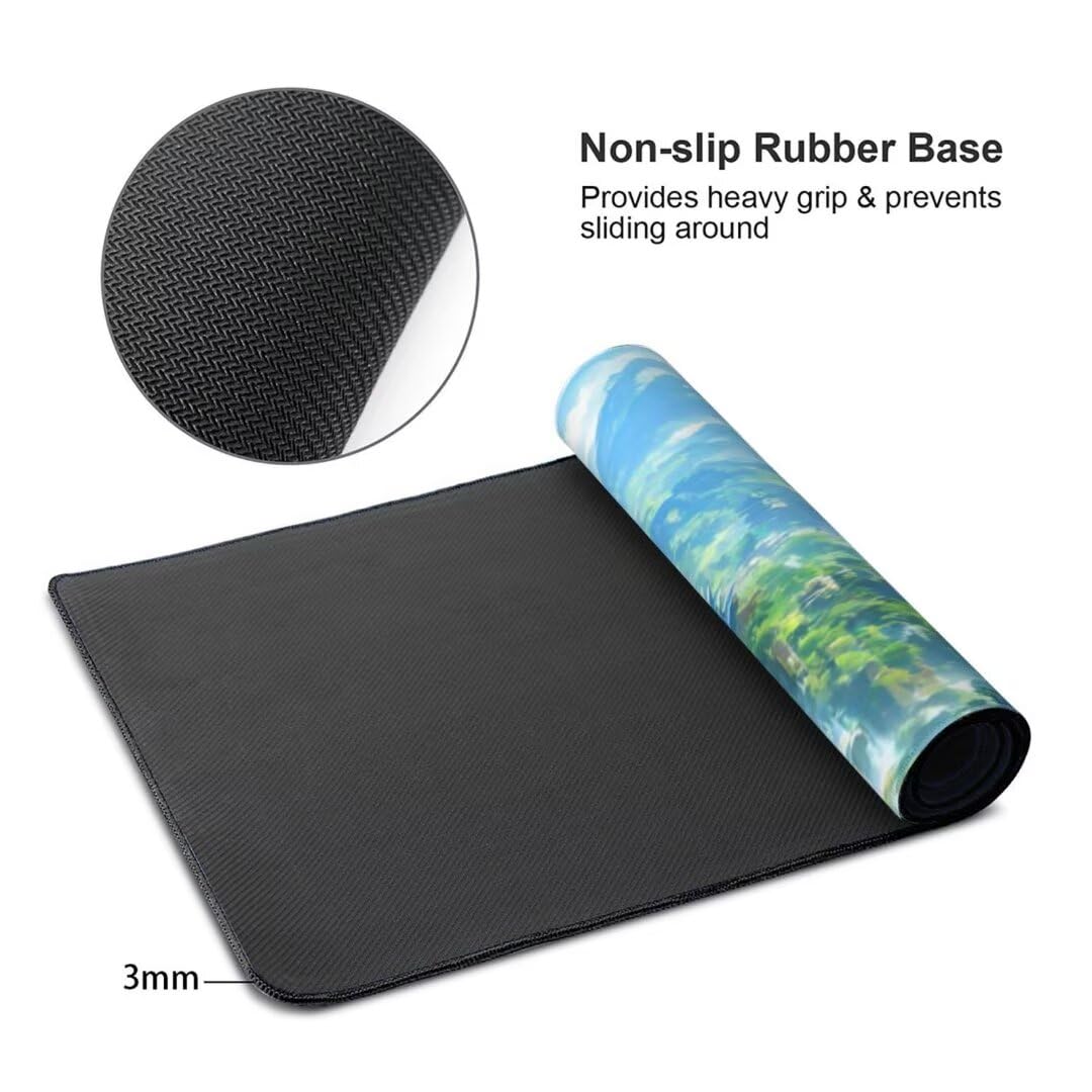 Alfombrilla de ratón 1400x600x3 MM, Alfombrilla Ratón XXL Extendida de Gran Tamaño con Bordes Cosidos, Base de Goma Antideslizante Almohadilla para Teclado, Cascada de montaña S-10829
