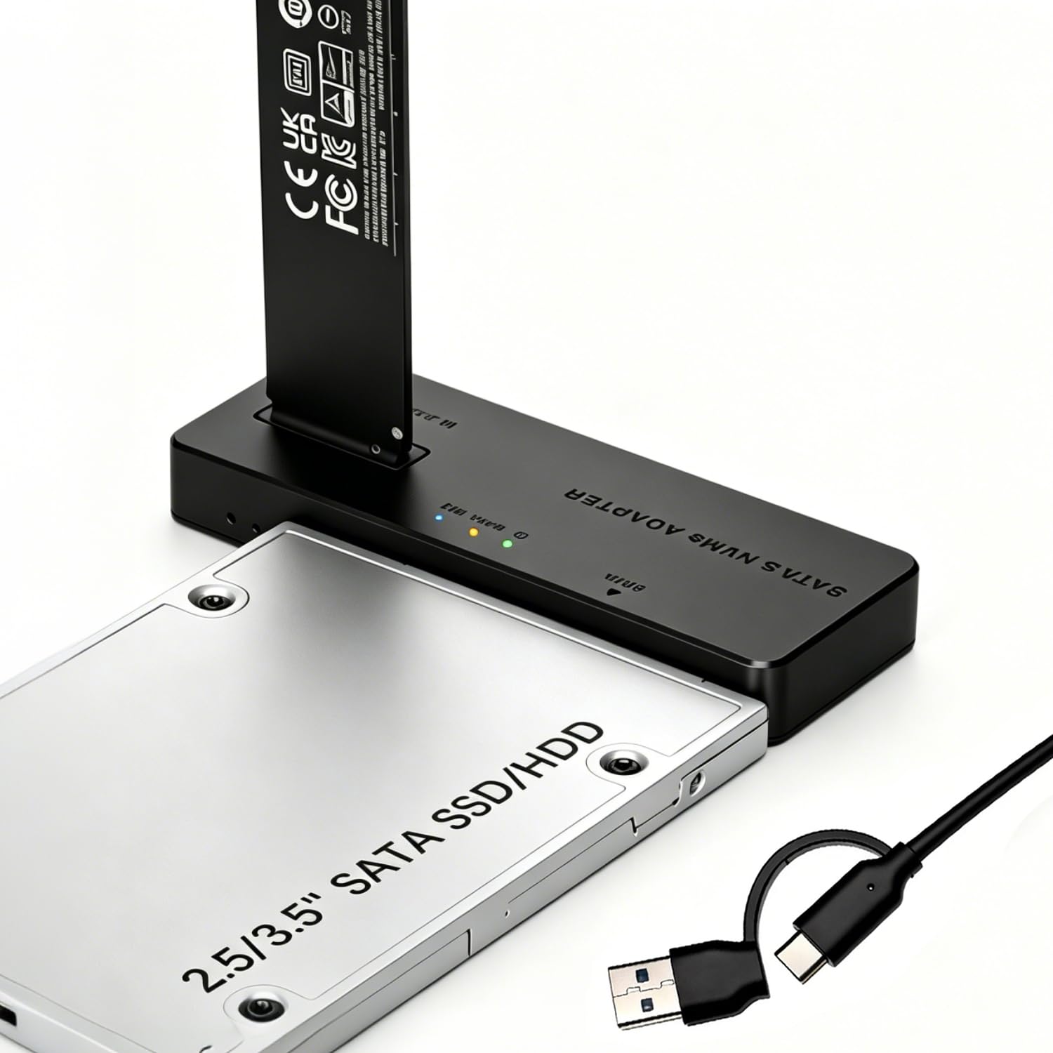 Boîtier M.2 NVMe et Adaptateur Disque, USB 3.2 Type-C /A 10Gbps boîtier Externe M.2 & Dock Disque SATA pour NVMe SSD Ainsi Que HDD/SSD 2,5/3,5 Pouces