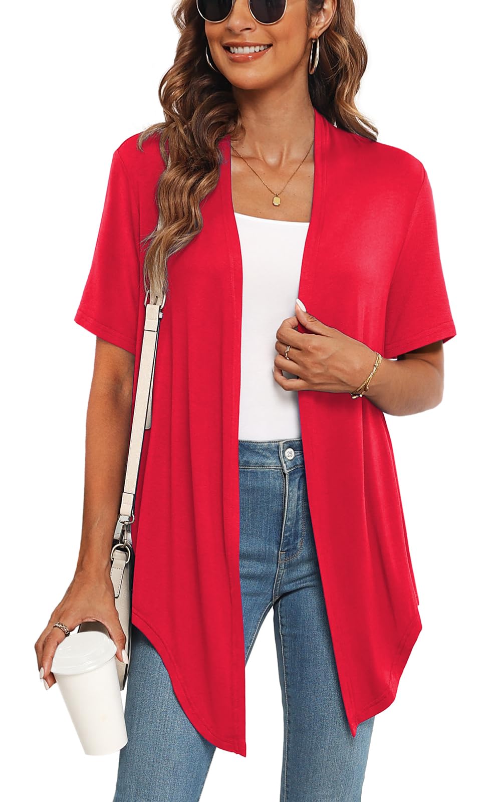Veryoung Women's 2026 Casual Short Sleeve Cardigan Front Tie Lightweight Summer Casual Open Front Cardigans
