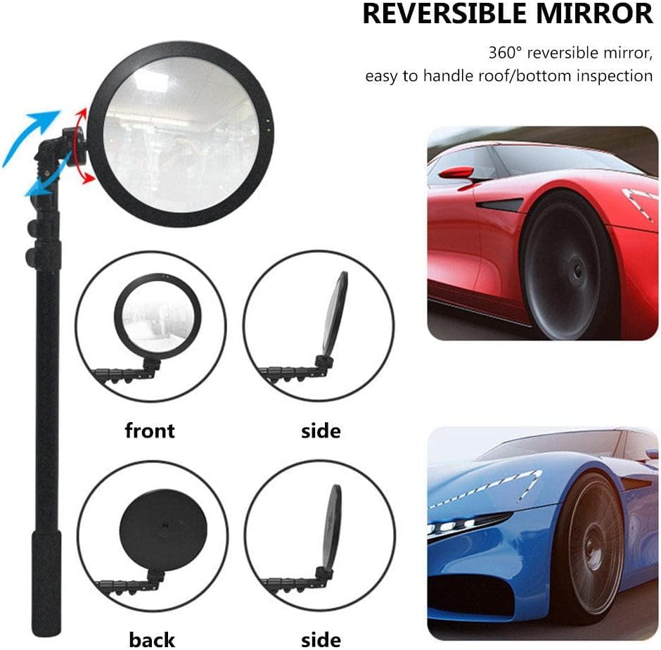 Miroir d'inspection télescopique avec rotation à 360 degrés et lumière LED pour une meilleure visibilité dans les espaces restreints