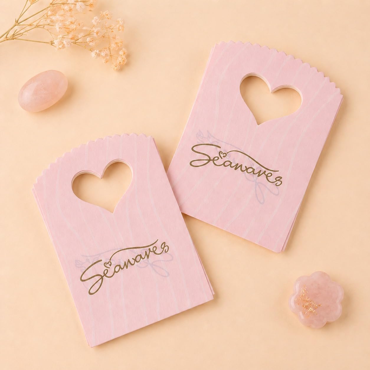 SATYAM KRAFT 50 Pcs Sea Waves Printed Pouches for Wedding Return gift bags Dry Fruits Storage, Festival Gifts Baby Shower and Theme Party Packing Box (Pink)-image-15