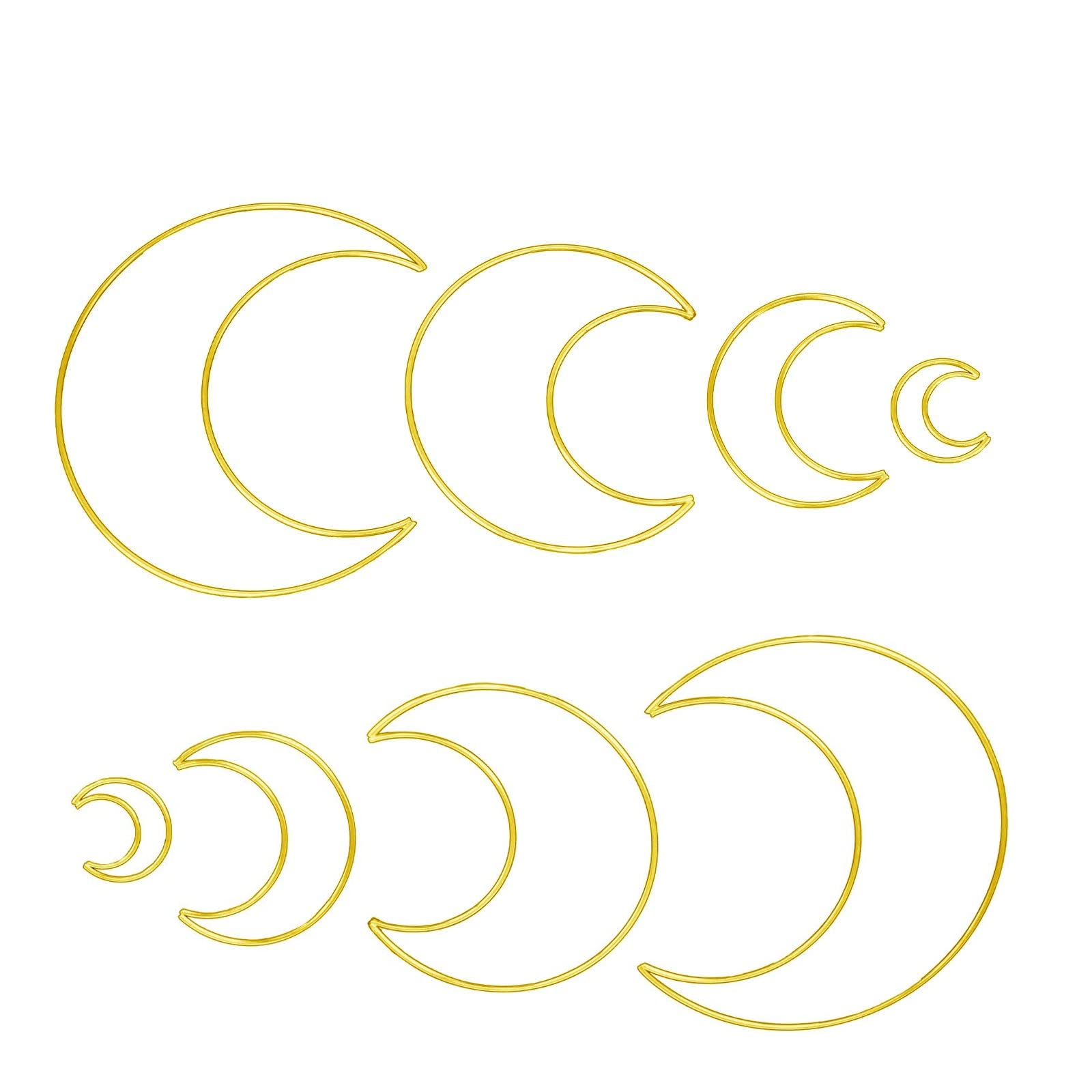 Wangcl Gold 8 Pcs Diy Macrame Metal Floral Wreath Crafts Hoops Half Moon Shaped Dream Catcher Ring Diy Craft Dream Catcher Making Tools （4 Sizes）