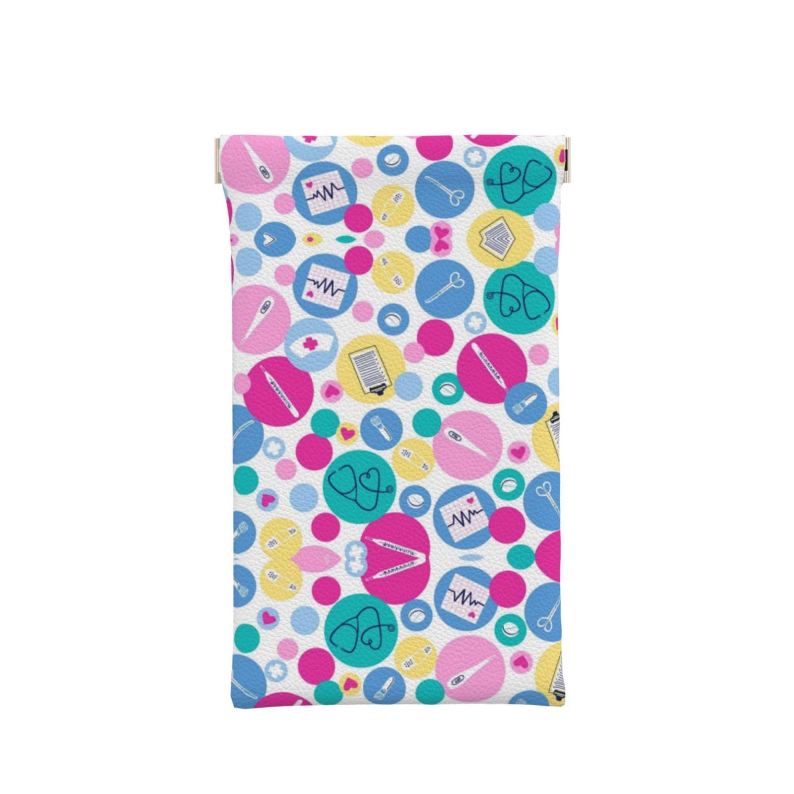 SCAUA Cute Nurse Soft Eyeglass Cases For Women,Portable Squeeze Top Leather Eyeglass Pouch Stylish Sunglass Bag
