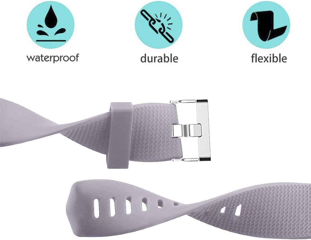 بندهای جایگزین POY سازگار برای مچبندهای ورزشی Fitbit Charge 2، نسخه کلاسیک و ویژه قابل تنظیم اسطوخودوس با کمی خاکستری بزرگ