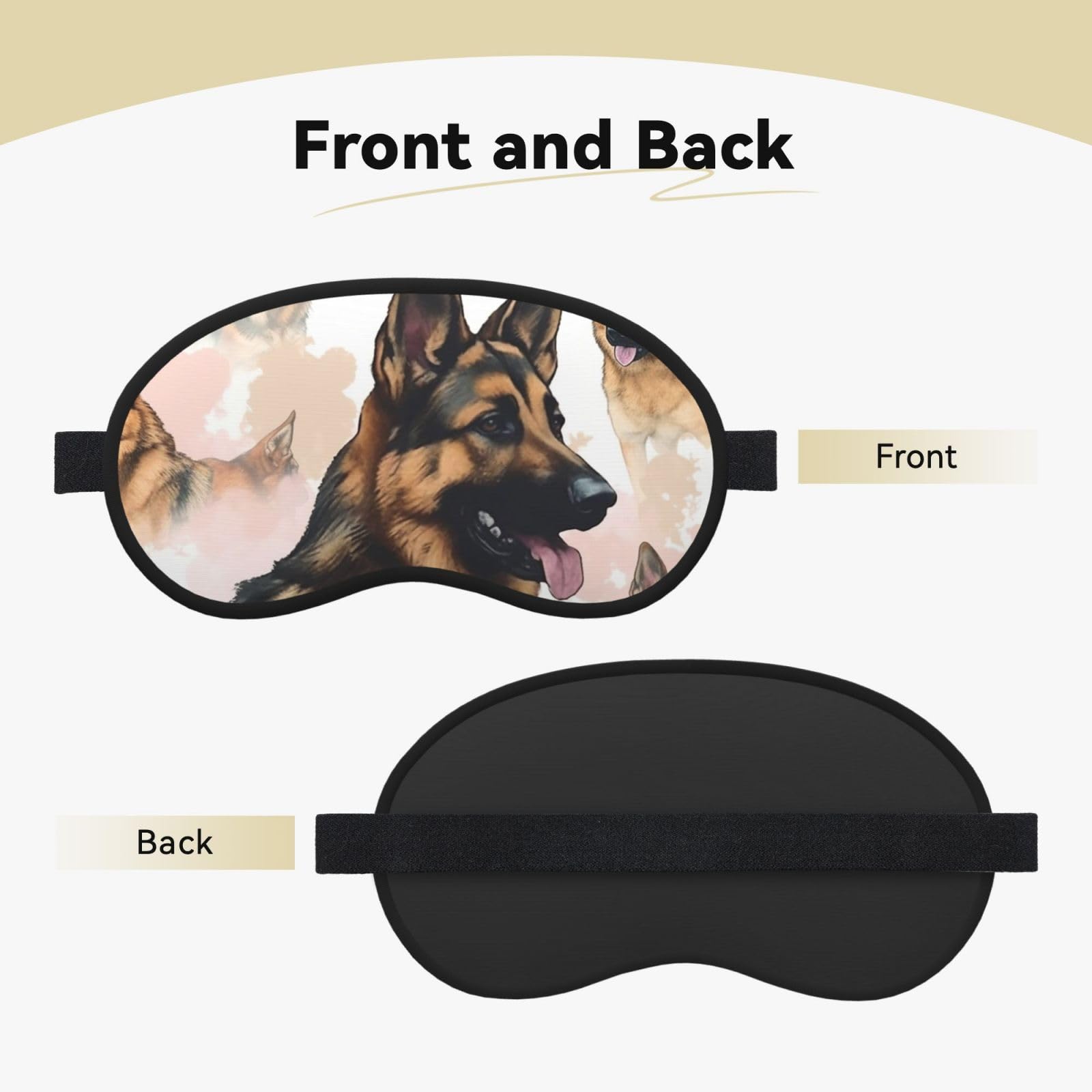 Sleep Mask for Side Sleeper Silk Sleeping Eye Masks with Elastic Strap Super Soft Eye Sleep Shade Cover German Shepherd Dog Lovers Blackout Night Blindfold for Women Men Travel
