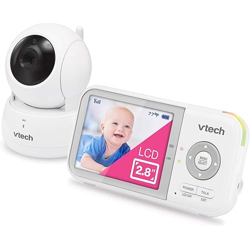 VTech VM923 Video Baby Monitor with 19-Hour Battery Life, 1000ft Long Range, Pan-Tilt-Zoom, Enhanced Night Vision, 2.8” Screen, 2-Way Audio Talk, Temperature Sensor, Power Saving Mode and Lullabies